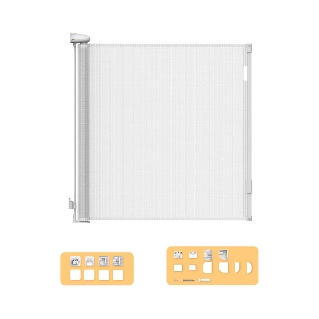 Aplusliving-Retractable Baby Safety Gates 150cm White 150 cm