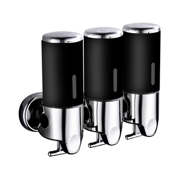 Aplusliving-3 Bottles Bathroom Shower Soap Dispenser Black