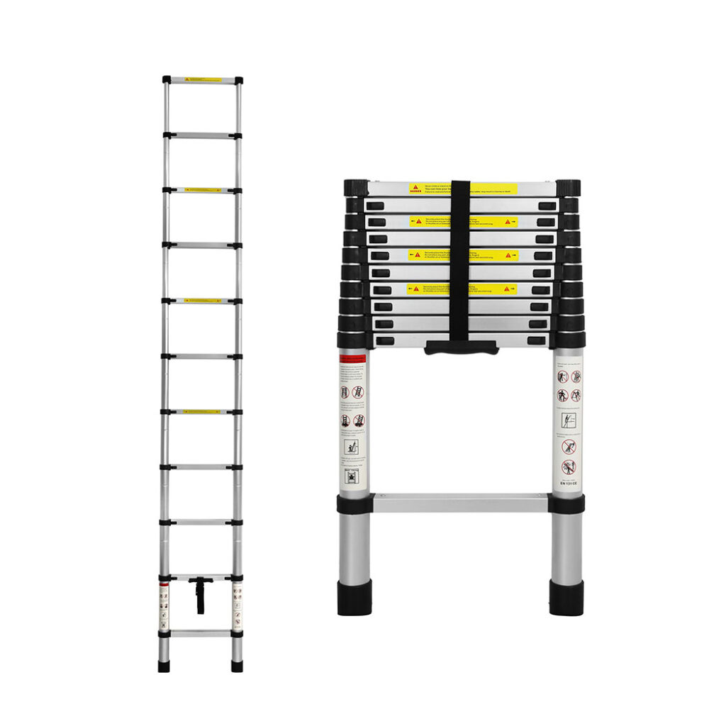 Aplusliving-Multipurpose Ladder Telescopic 3.2M Silver 3.2 Meter